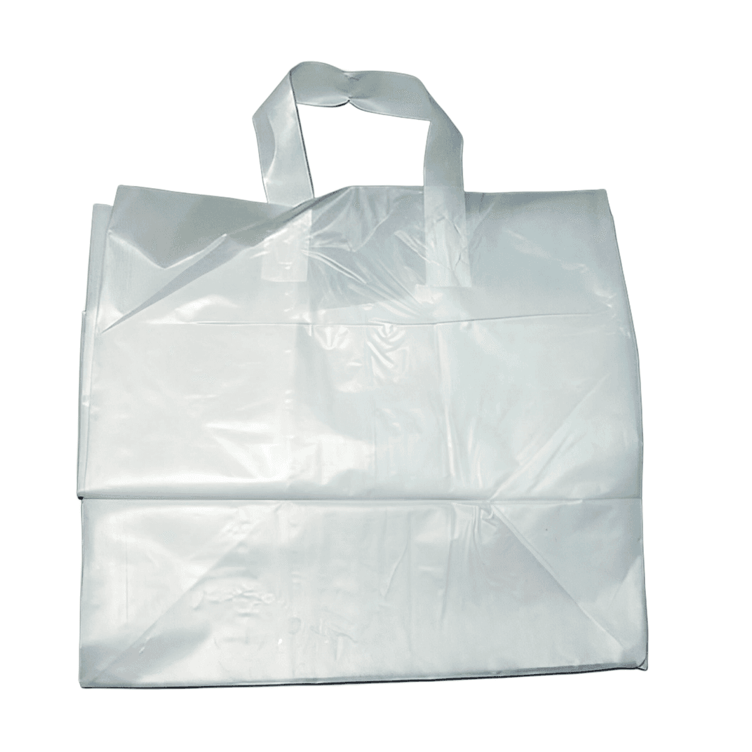 Bag 14X10X13 IN Plastic With Soft Loop Handle Closure Cardboard Bottom Gusset 100/Case