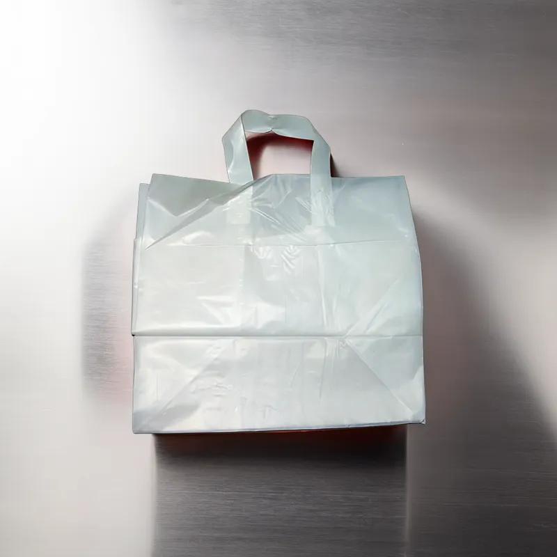 Bag 14X10X13 IN Plastic With Soft Loop Handle Closure Cardboard Bottom Gusset 100/Case