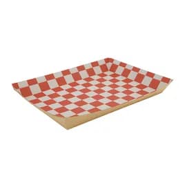 Food Tray 10.5X7.5X1.5 IN Kraft Paperboard Kraft White Red Rectangle 250/Case