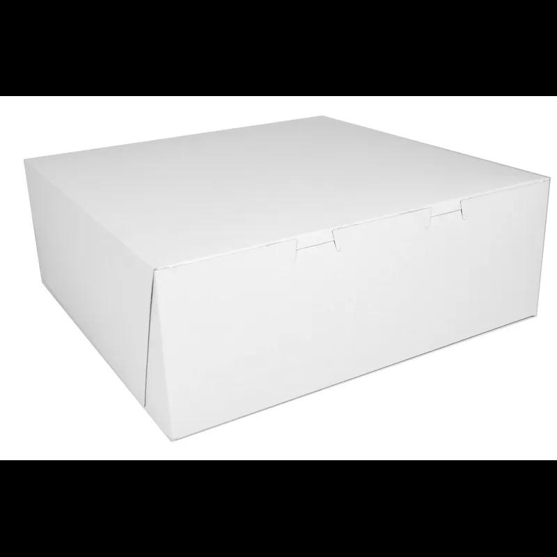 Bakery Box 14X14X5 IN Clay-Coated Kraft Board White Kraft Square Lock Corner Tuck Top 50/Bundle