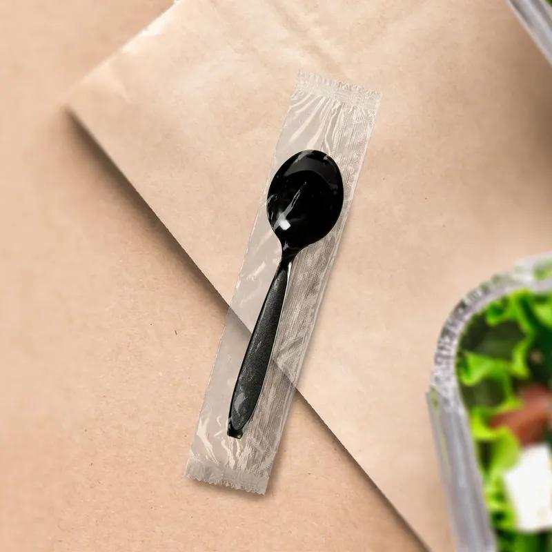 Solo® Impress™ Soup Spoon 5.75X1.48 IN PS Black Heavyweight Individually Wrapped 1000 Count/Bag 1 Bags/Case