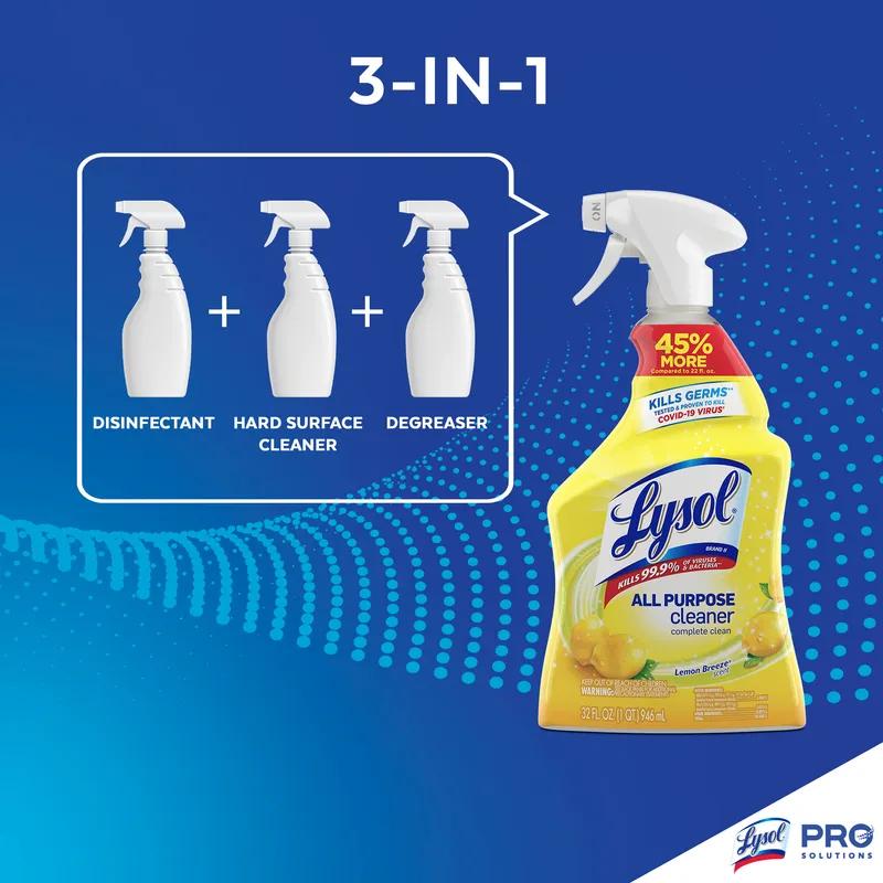 Lysol® Lemon All Purpose Cleaner Disinfectant 32 FLOZ Multi Surface Liquid Quaternary Ammonium 12/Case