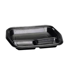 Take-Out Container Base 8.88X11.25X1.25 IN 3 Compartment Polystyrene Foam Black Rectangle Insulated 250/Case