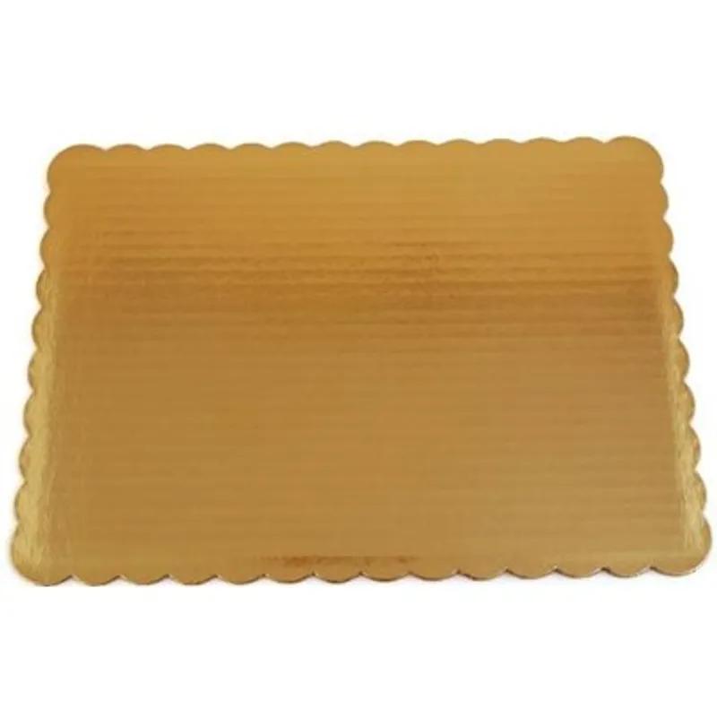 Full Sheet Cake Cake Pad 25.5X17.5 IN Single Wall Poly-Coated Paper Gold C-Flute Scalloped 50/Case