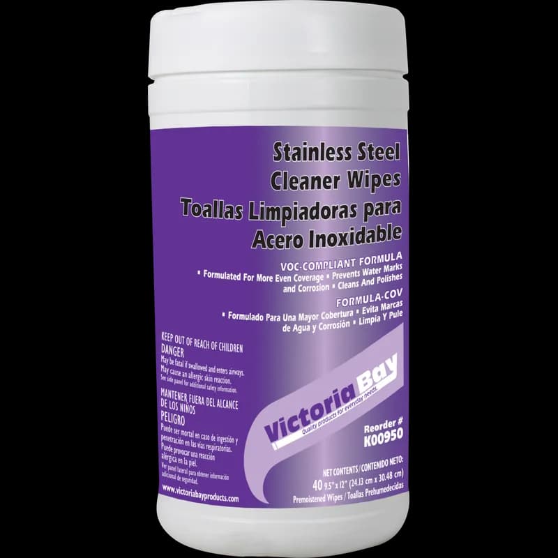 Victoria Bay Stainless Steel Wipes 40 Count/Pack 6 Count/Case