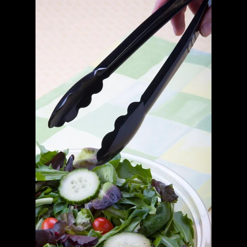 Platter Pleasers Tongs 9 IN PP Black Extra Heavy Duty Scalloped 24/Case