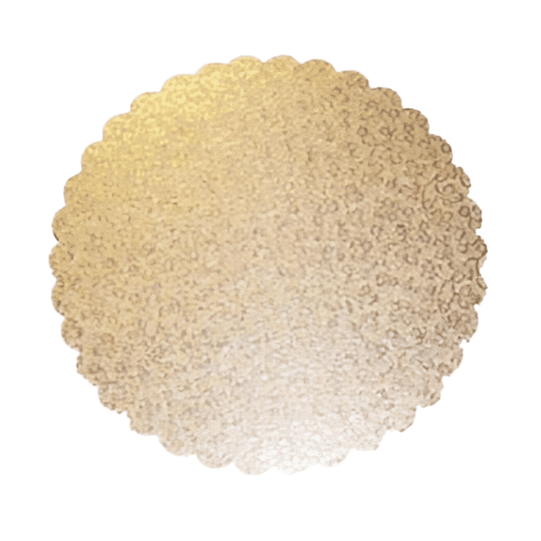 Cake Board 9 IN Paperboard Gold Round Scalloped 200/Case