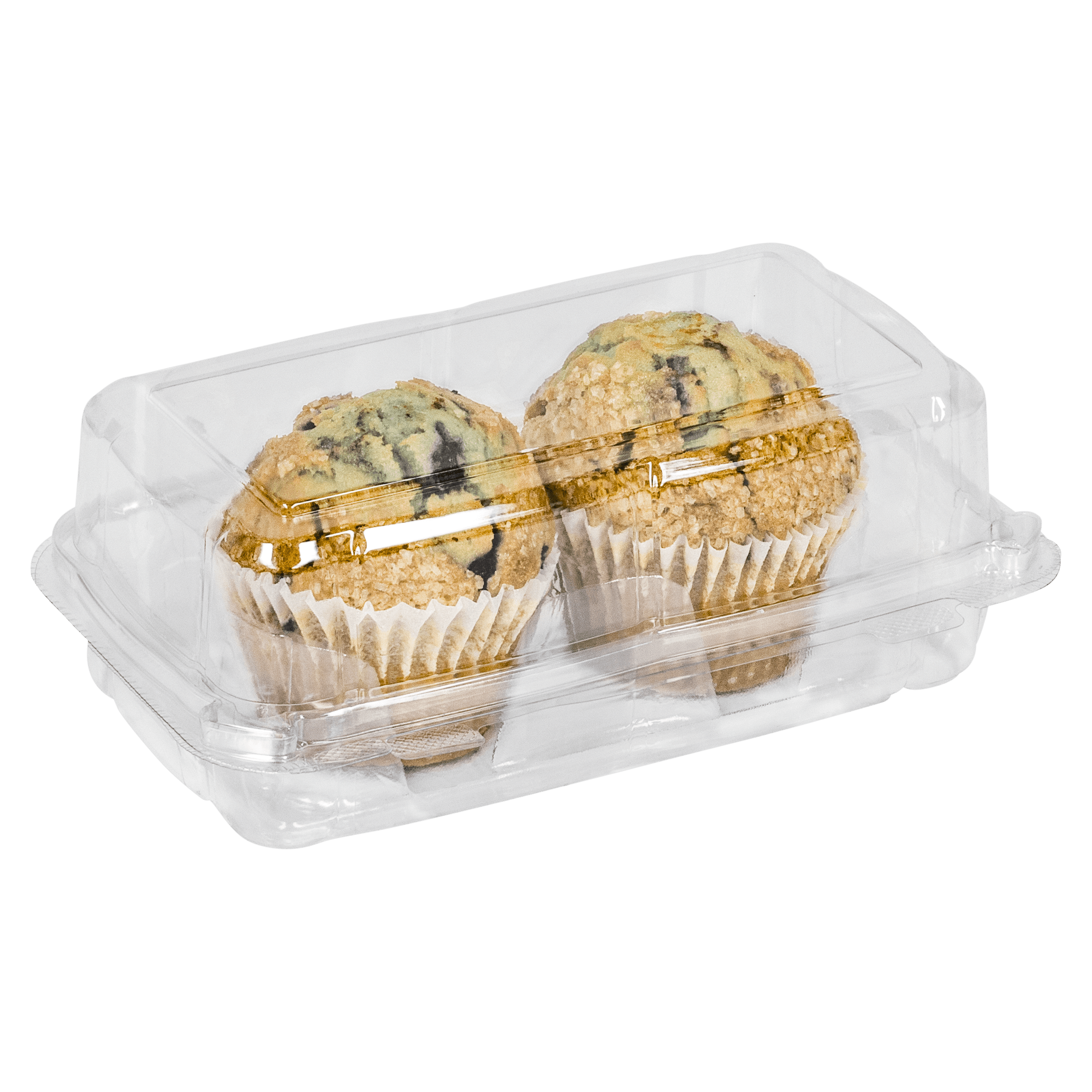 Muffin Hinged Container With Dome Lid 2 CT 8X5.25X3.25 IN PET Clear 240/Case