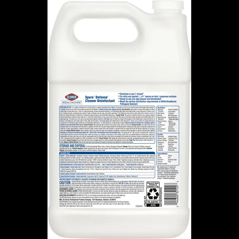 Clorox Healthcare® Spore Defense Unscented One-Step Disinfectant 1 GAL Multi Surface RTU Sporicidal Antibacterial 4/Case