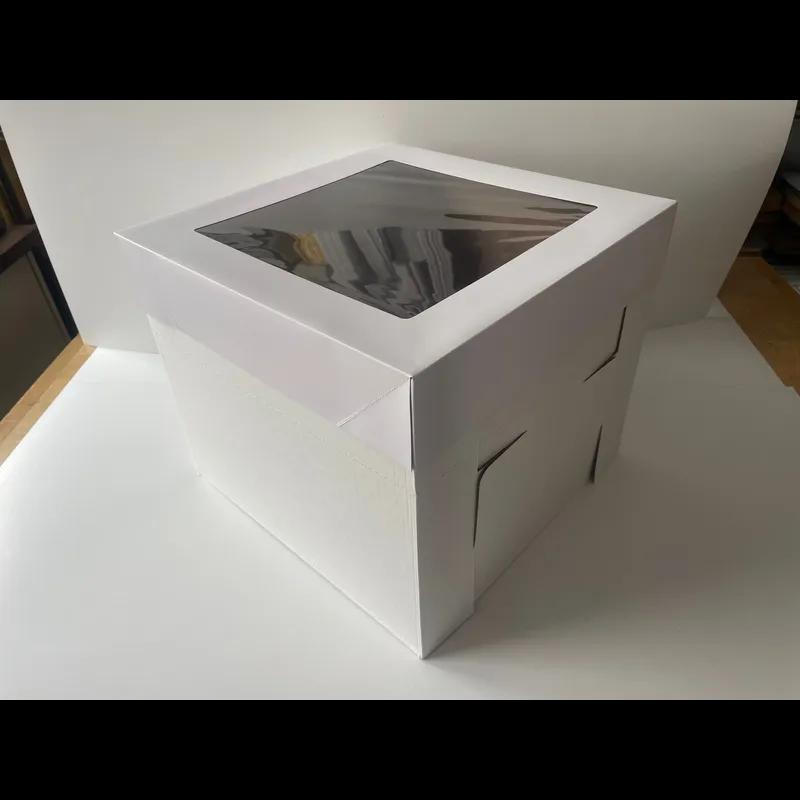 Flexbox Cake Box 16X16X12 IN Paperboard White Square With Window 25/Case