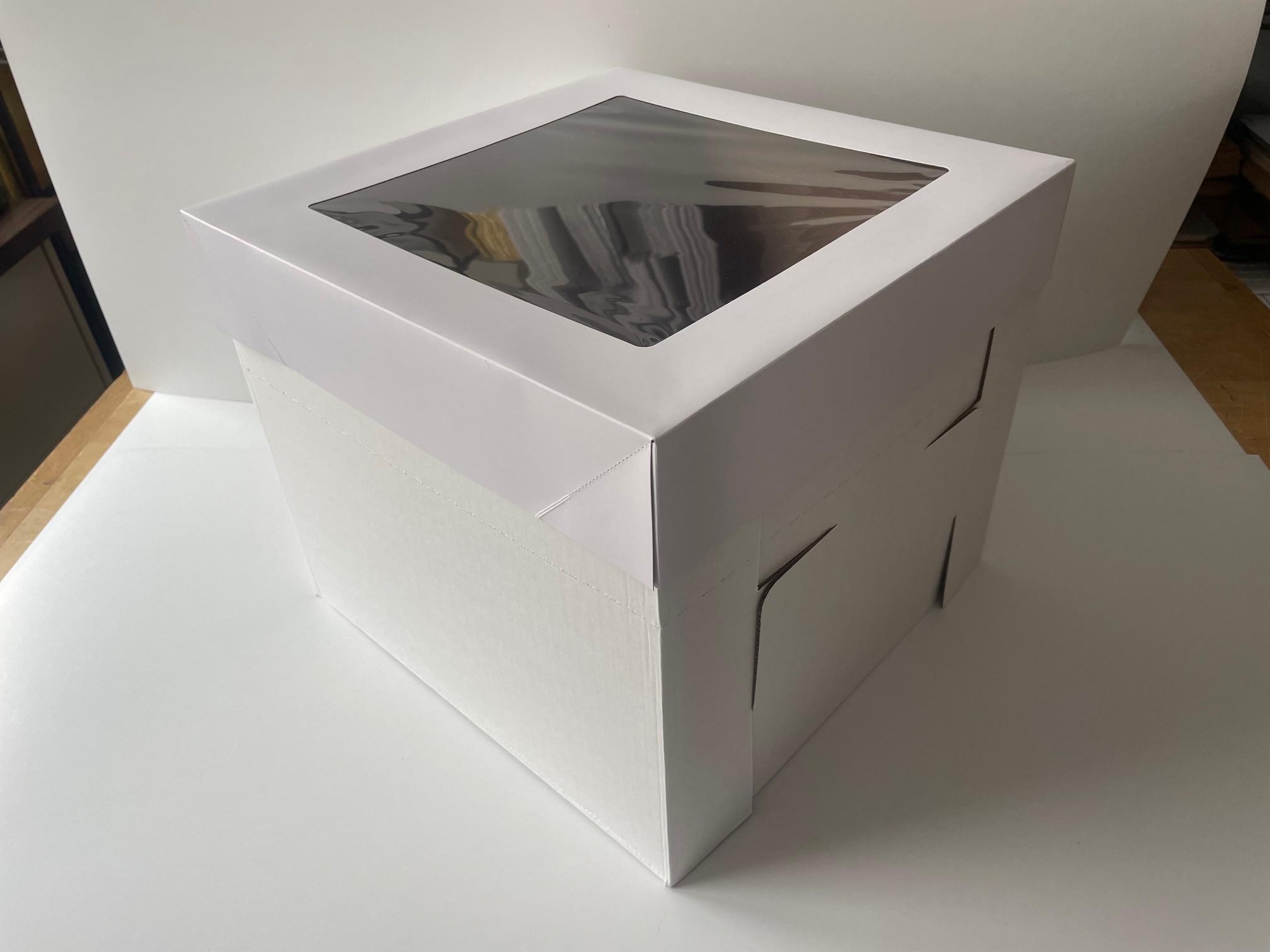 Flexbox Cake Box 16X16X12 IN Paperboard White Square With Window 25/Case
