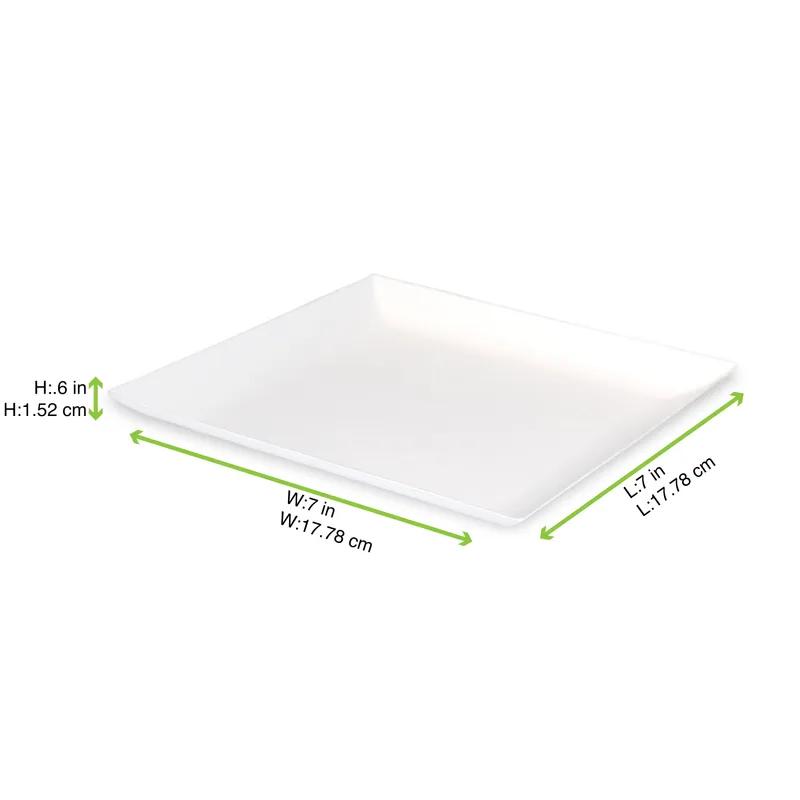 Plate 7X7 IN Sugarcane White Microwave Safe Freezer Safe Grease Resistant 100 Count/Case