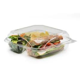 The BOTTLEBOX ® Take-Out Container Hinged 9.38X8.75X3.03 IN 3 Compartment RPET Clear Rectangle 200/Case