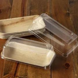 Plate & Lid Combo With Polyethylene Terephthalate (PET) Dome Lid 4X8 IN Palm Leaf Rectangle 50/Case