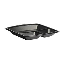 The BOTTLEBOX ® Take-Out Container Base 10.25X10.25X1.5 IN 3 Compartment PP Black Square 200/Case