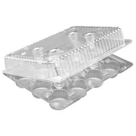 Cupcake Mini Muffin Hinged Container With Deep Dome Lid 12X9.25X3.25 IN 12 Compartment Plastic Clear 100/Case