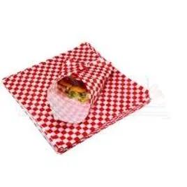 Basket Liner Sandwich Wrap Sheet 12X12 IN Dry Wax Paper Red White Check Grease Resistant 5000/Case
