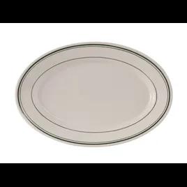 Green Bay Platter 13.5X9 IN Porcelain Eggshell Oval Wide Rim Rolled Edge 12/Case